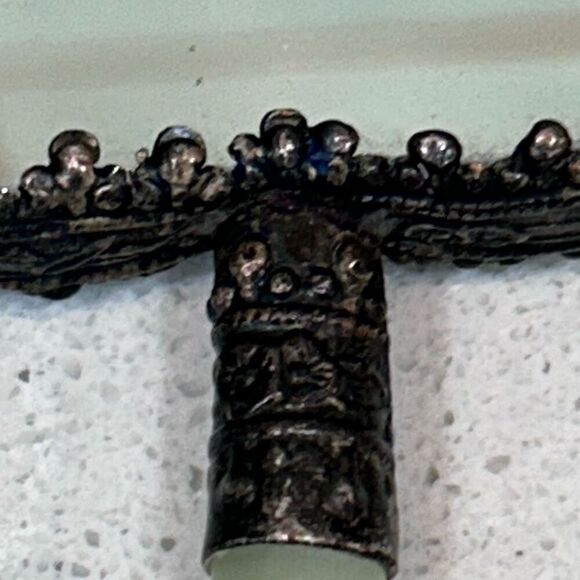 Vtg Chinese Hand Mirror Rounded Corner Squircle W/ Jade Handle & Porcelain Back - Picture 10 of 15